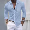 Camisa Masculina de Manga Longa Fina Xadrez Moda Casual Versátil Verão Alta Qualidade Impressão 3D Transfronteiriça