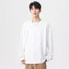 Camiseta Simples de Cor Sólida Estilo Japonês Gola Alta Manga Longa Masculina Outono e Inverno Algodão Puro Marca de Moda Masculina e Feminina Camiseta Básica de Roupa de Baixo