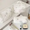 Bolsa de Maquiagem Verde Menta com Bolinhas, Grande Capacidade, Bolsa de Armazenamento de Maquiagem de Algodão Acolchoado Estilo Ins, Bolsa de Higiene Pessoal Portátil para Viagem