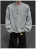 Suéter Henley de Alta Qualidade Estilo Preguiçoso para Homens Inverno 2025 Estilo Coreano Casual Preguiçoso Tendência Tricô Top