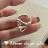 Joia Prata Brilhante Estilo Ins Dongdaemun Coreano Prata de Lei S925 Anel Largo Vazado Coração com Coração Aninhado Design de Nicho