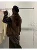 Chaqueta chaleco de PU texturizado Dongdaemun coreano, top chaleco corto de cuero estilo biker vintage para mujer 19242