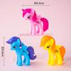 Adornos decorativos para pastel de cumpleaños de poni de colores en polvo de unicornio arcoíris de dibujos animados, tarjeta acrílica para hornear de circo