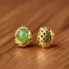 Acessórios Banhados a Cobre de Alta Retenção de Cor Incrustados com Calcedônia Verde Natural Materiais para Acessórios de Joias Contas Espaçadoras Vazadas para Pulseira DIY