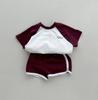 Ins Estilo Coreano Niños y Niñas Bebé Combinación de Colores Casual Deportivo Manga Corta Shorts Traje Verano Simple Cómodo Conjunto de Dos Piezas