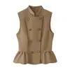 Comércio Exterior 2026 Outono Novo Estilo Europeu e Americano Moda Feminina Casual Regata com Babados 7709333