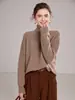 Nuevo Estilo Otoño e Invierno 2026 Suéter de Punto de Cachemir para Mujer, Cuello Alto, Rayas Horizontales, Color Sólido, Holgado, Versátil