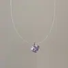 Estilo Minimalista Cristal Circonita Perla Colgante Hilo de Pescar Collar Mujer Lujo Accesible Versátil Elegante de Moda Cadena para el Cuello Cadena de Clavícula