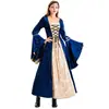 Ropa Medieval para Mujer Europea y Americana de Gran Venta Vestido Largo Retro de Palacio con Tirantes y Vestido de Terciopelo con Diamantes Dorados