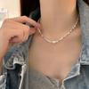 Collar de corazón cuadrado de plata rota geométrica diseño de nicho lujo ligero versátil corte irregular cadena para la clavícula uso en capas