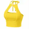 Top Cropped Zeriluna com Gola Halter Vazado para Verão, Estilo Hot Girl, Slim Fit, Sem Mangas