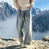 Jeans retro japonês estilo Hong Kong para homens, perna reta solta, calça dad larga e fluida, calça longa trendy de alta qualidade