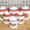 Taza de Esmalte Antigua con Tapa, Taza de Boda Completamente Roja, Taza de Pareja, Taza de Boda, Tarro Nostálgico, Taza Roja