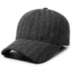 Gorra de Béisbol de Lana para Hombre Otoño/Invierno Protección para las Orejas Rayas Cálidas Visera de Pato Engrosada Protección contra el Frío Sombrero de Exterior para Personas de Mediana Edad y Mayores