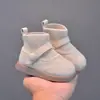 Botines infantiles de rombos con forro de felpa para abrigar, zapatos para caminar antideslizantes de suela suave para bebé, botas de cuero unisex para otoño e invierno