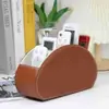 Caja de almacenamiento creativa de cuero para escritorio de oficina, organizador de cosméticos, multiusos, caja de almacenamiento para control remoto LG8130