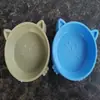 Fornecimento direto de fábrica transfronteiriço de tigela de plástico saudável com rosto de gato, desenho animado, fenda única, fenda dupla, tigela para animais de estimação pequenos, utensílios para gatos