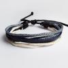 Pulseira simples original tecida à mão pulseira de couro com contas tecidas à mão pulseira de couro da moda com enrolamento multicamadas
