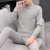 Conjunto 100% Algodão Roupas de Outono Masculinas Calças de Outono Gola Redonda Média Roupa Íntima Térmica de Algodão Roupa Íntima Quente para Adolescente Malharia Calças de Tricô Homem