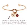 Pulsera de acero inoxidable con nudo de amor de 2 mm, doce colores de piedra de nacimiento opcionales, pulsera con letras mayúsculas para mujer, venta al por mayor