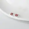 Nalan Prata de Lei S925 Luxo Acessível Elegante Moderno Diamante Design de Nicho Quadrado Diamante Colorido Brincos Rosqueados M07263