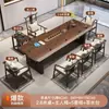 Juego de mesa de té y sillas de madera maciza, estilo minimalista moderno, adecuado para el hogar, la sala de estar o la oficina, con un diseño inspirado en el Zen para disfrutar del té