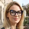 Nuevas Gafas de Estilo Europeo y Americano, Personalidad, Bloques de Color, Modernas, Ojo de Gato, Sin Graduación, con Protección contra Luz Azul, Monturas Lisas, Monturas de Gafas Simples Transfronterizas