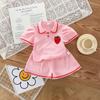 Conjunto de Verão para Meninas Novo Shorts Faculdade Moda Morango Manga Curta Conjunto Mangas Bufantes
