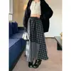 Falda Irregular de Cuadros Empalmados, Estilo Perezoso, Versátil, Adelgazante, Cintura Elástica, Falda Diaria para Ir al Trabajo