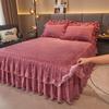 Falda de Cama de Terciopelo Acolchado con Encaje Cálido de Invierno para Bebé, Pieza Única de Terciopelo para Bebé Engrosado de Terciopelo Coral, Funda de Colchón de 1.68 m