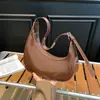 Bolso de Hombro de Lujo Elegante Estilo Francés en Forma de Media Luna, Bolso de Axila de Moda, Textura Casual Simple, Bolso de Hombro de Color Sólido