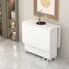 Mesa de comedor plegable para uso doméstico, adecuada para apartamentos pequeños, simple, multifuncional, móvil, con ruedas, rectangular, ideal para propiedades de alquiler