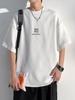 Camiseta de jacquard holgada de media manga con bordado de letras para hombre, de alta gama, estilo americano, de verano, de marca de moda, de media manga