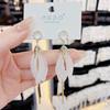 Elegante Super Fada Long Petal Tassel Brincos coreanos High-end Sense Zircon Ring Prata Pin Brincos simples Internet Celebrity Brincos