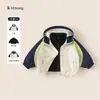 Conjunto de Roupa Youbao Kidsren com Jaqueta com Capuz Color Block e Forro de Lã Polar, Conjunto de Duas Peças para Meninos, à Prova de Vento e Quente, Roupa de Outono para Meninas