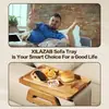 Bandeja de Sofá de Madera, Reposabrazos Rectangular de Sofá, Bandeja Móvil de Bambú para Frutas y Snacks, Cuadrada Plegable