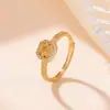 Anel Yilu de Prata S925 banhado a ouro com cristal amarelo ametista, quadrado geométrico, moeda, luxo leve, anel de prata da moda