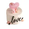 Decoração de Bolo Dia dos Namorados 2025 Urso Vela 520 Cartão Coração Amor Acrílico Decoração de Confeitaria Plug-in