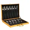 Conjunto de Talheres de Aço Inoxidável Português de 24 Peças Conjunto Completo Transfronteiriço Dourado Jieyang Talheres Faca de Bife Garfo Colher