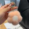 Lindo llavero con colgante de flor de pelo de visón para coche, con forma de corazón de niña, bola de peluche, adorno colgante para bolso, regalo de cumpleaños
