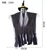 Cráneo de Halloween fantasma colgante pelo blanco con sombrero fantasma colgante casa embrujada habitación secreta decoración de bar accesorios de fantasma colgante con sombrero fantasma de calavera