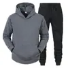 Sudadera unisex para pareja europea y americana 2023, color liso, conjunto de sudadera con capucha de forro polar para otoño e invierno