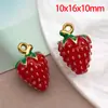 Pendente de Frutas Artificiais Cereja Morango em Aço Inoxidável 3D Pingente com Gotejamento de Óleo Acessórios para Joias DIY Brincos Pulseira Colar Pingente