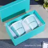 Taza Grande de Cerámica Color Caramelo, Taza de Café Gruesa Anti-Quemaduras, Taza de Té Portátil, Taza de Papel Anti-Escarcha Copo de Nieve Azul Tiffany Regalo
