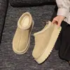 Botas de Nieve de Suela Gruesa Zapatos Peludos para Mujer Estilo Nuevo Invierno con Plus Terciopelo Zapatos para Mujer Artículo Caliente de Celebridad de Internet Pantuflas de Algodón sin Cordones
