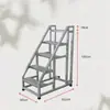 Escada de Degraus Espessada para Armazém, Casa e Uso Industrial, com Corrimãos, Três ou Quatro Degraus, com Rodas, Escada de Escalada Móvel