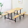 Mesa y Sillas de Comedor para Personal de Fábrica Escolar y Comedores de Supermercado Juego Integrado de Mesa y Sillas de Acero Inoxidable para 4, 6, 8 Personas