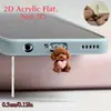 Plug de Pó para Celular Cruzado 2D Plano de Acrílico Ornamento Tipo Pingente de Gato Fofo Interface Oval Tipo-C Desenho Animado