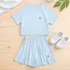 Conjunto de Verão Infantil para Meninas Roupa Esportiva de Secagem Rápida de Verão para Crianças Conjunto de Duas Peças M e G Roupas de Exterior para Crianças Camiseta de Manga Curta Verão Fino para Meninas