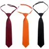 Estilo Coreano Corto Color Sólido Niña Estudiante Hebilla Perezosa sin Nudo Corbata Pequeña Estilo Preppy Negro Rojo Vino Verde Oscuro